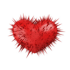 Red 3D sharp thorn heart object. About problems with relationship breakup, heartbreak, betrayal, blackmail. PNG file type. 3D Illustration.
