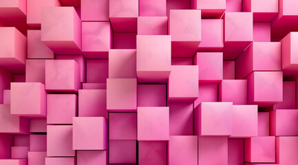 A seamless pattern of pastel pink cubes, each cube is the same size and shape