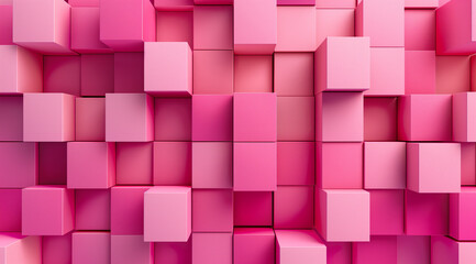 A seamless pattern of pastel pink cubes, each cube is the same size and shape