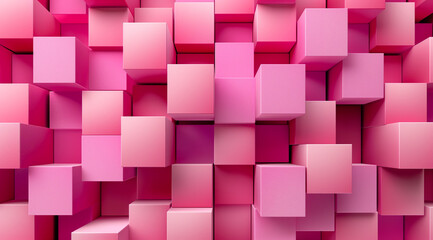A seamless pattern of pastel pink cubes, each cube is the same size and shape