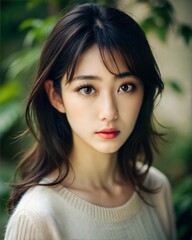Fototapeta premium アジア人モデルの写真撮影、ナチュラルでシンプルな外観