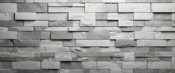 Obraz premium A modern gray marble wall with intricate tile pattern, ideal for elegant interior design and contemporary architecture