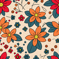 A hyperrealistic pattern of cartoon 3D flowers with 3D depth and fine textures.