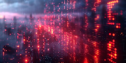Abstract red technology background. 3d rendering toned image double exposure