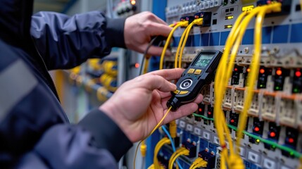 Technician Testing Network Cables