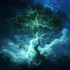 Obraz premium energy of thunderbolt particle