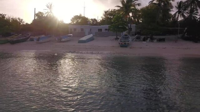 4k 24 fps sunset/sunrise in drone shoot of the caribbean beach in tha island of dominican republic