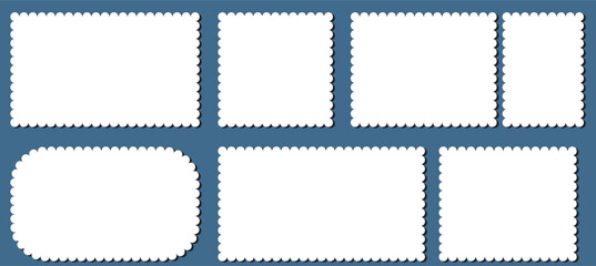 Set of postage stamp mockup blank isolated on transparent background.