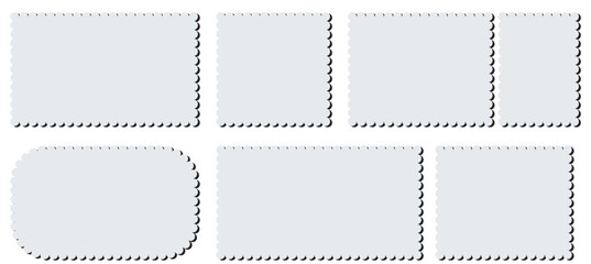 Set of postage stamp mockup blank isolated on transparent background.