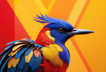 Obraz premium colorful abstract bird with exaggerated, swirling feathers
