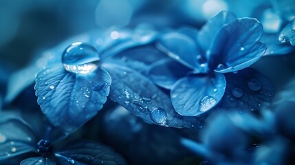 water drops on a blue flower