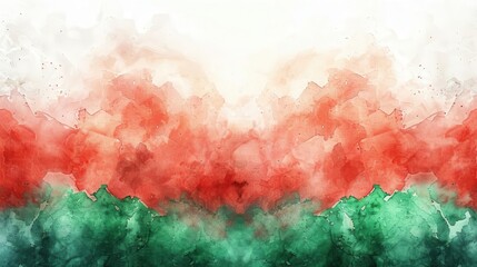 Fototapeta premium Abstract watercolor background with red and green tones. . Wall art, leaflet, and poster design, website, and media decor. Commercial use, 300 dpi. Generated AI 
