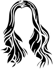 wavy illustration fashion silhouette hairstyle logo hair icon wig outline curly long beauty hairdresser braid woman girl female healthy shape haircut plait style for vector graphic background