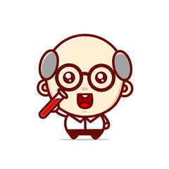Cute cartoon scientist doing research