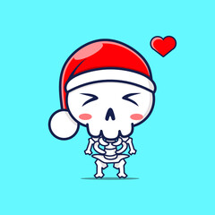 Cute cartoon skull using christmas hat