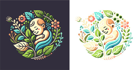 Serenity of a Sleeping Baby in a Floral Haven