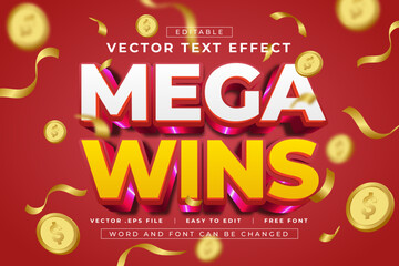 Vector Mega Wins 3D editable text effects