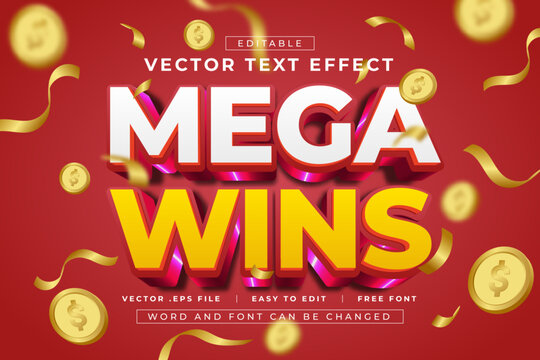 Vector Mega Wins 3D editable text effects