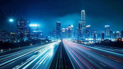 Night Cityscape with Light Trails