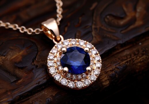 Elegant blue sapphire and diamond pendant necklace