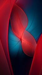 Vibrant Turquoise and Red abstract image featuring leaf patterns, translucent planes, and net art. minimalist mobile wallpaper blends colorful, nature-inspired imagery with a dynamic design