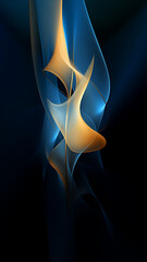 Elegant Blue and Gold abstract image with leaf patterns, translucent planes, and net art.  minimalist mobile wallpaper showcases colorful, nature-inspired imagery with a sophisticated and serene 
