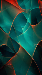 Vivid Teal and Coral abstract image with leaf patterns, translucent planes, and net art. minimalist mobile wallpaper features colorful, nature-inspired imagery with a refreshing and vibrant aesthetic.