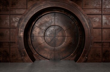 Futuristic sci-fi portal with metallic frame