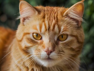 Obraz premium orange cat with blur background, orange cat is sitting and looking