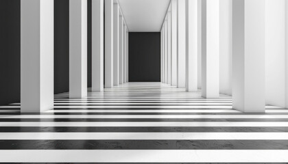 Obraz premium Abstract corridor with black and white stripes