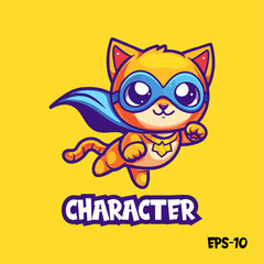Fototapeta premium Hero cat logo, vector, illustration, eps 10, mascot, character, cute