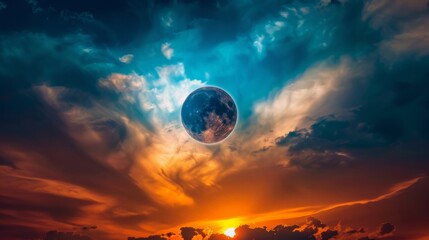 Obraz premium Vibrant sky during a solar eclipse