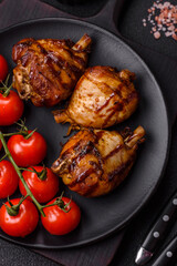 Delicious grilled chicken legs with spices and herbs