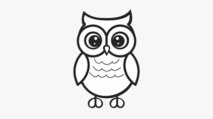 A simple line drawing of an owl with wide eyes.