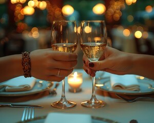 Love Wins: Happy LGBT Couple Enjoying Romantic Dinner Date in Elegant Restaurant