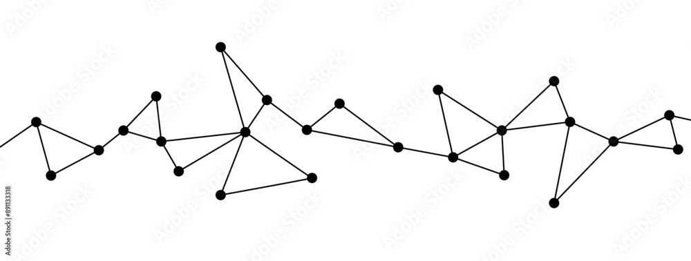 Poster Polygonal network connect lines and dots background template. Technology data transfer server global system graphic vector.	

