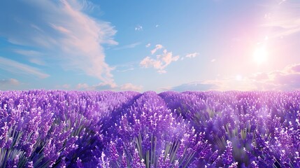 lavender field in the morning