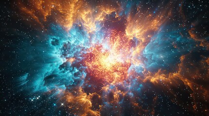 Explosive Supernova and Cosmic Nebula Space Photo