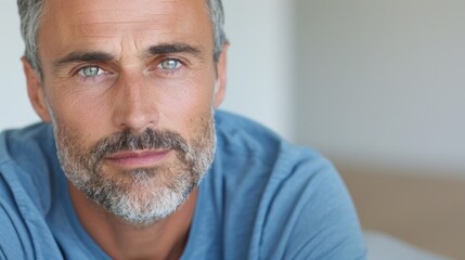 Obraz premium Man wrinkles and fine lines around his eyes.