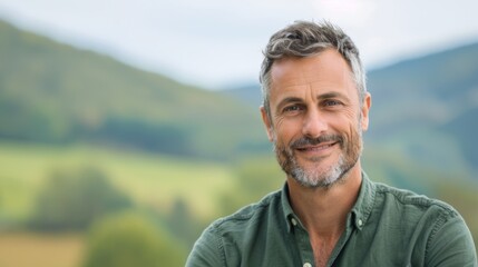 Man wrinkles and fine lines around his eyes.