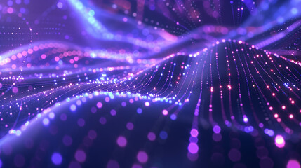 Abstract waves of blue and purple light with bokeh effect..