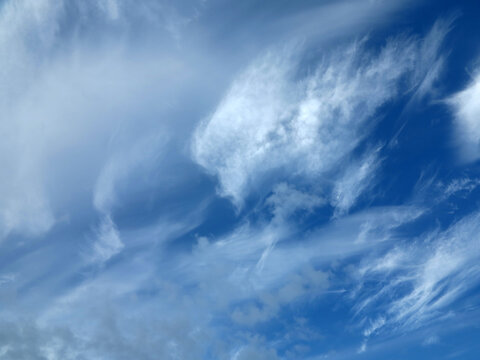Blue sky and sparce white clouds