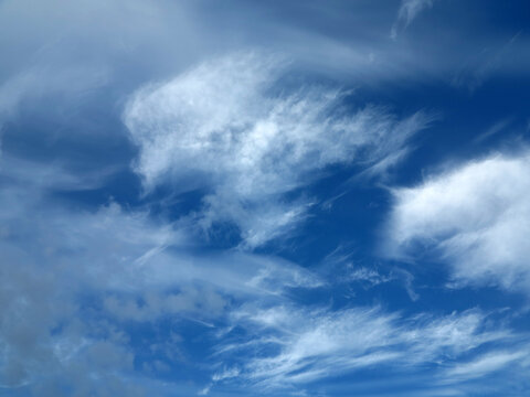 Blue sky and sparce white clouds
