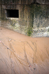 Remains of WWII defences bunker and pillboxes - Beach on North of the Don River - Aberdeen city -...
