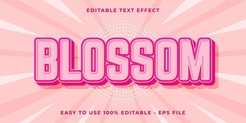 Editable text effect blossom 3d cartoon template style trendy vector