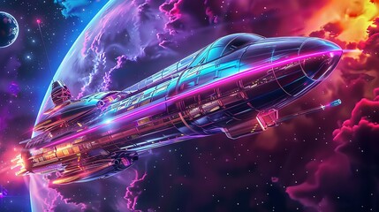 Retro-futuristic spaceship