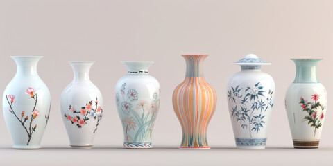 Pastel porcelain vases in Ming and Qing Dynasties in China.