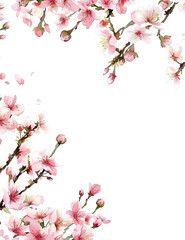 cherry blossom abstract pattern with empty space on white background 