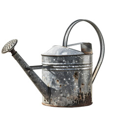 old metal watering can isolated on white background 