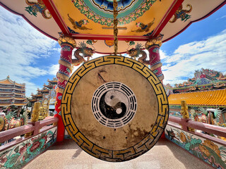 Wihan Thep Sathit Phra Kitti Chaloem or Nacha Sa Thai Chue Shrine is the most famous landmark in Chonburi, Thailand
